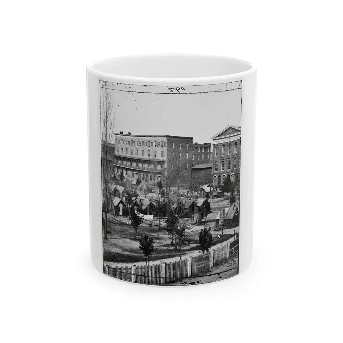 Atlanta, Ga. Trout House, Masonic Hall, And Federal Encampment On Decatur Street (U.S. Civil War) White Coffee Mug 11oz - Go Mug Yourself