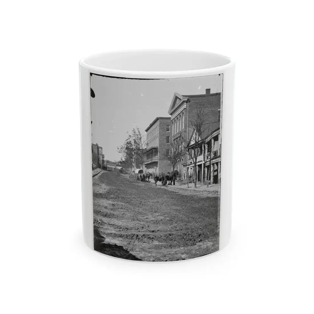 Atlanta, Ga. View On Decatur Street, Showing Trout House And Masonic Hall (U.S. Civil War) White Coffee Mug 11oz - Go Mug Yourself