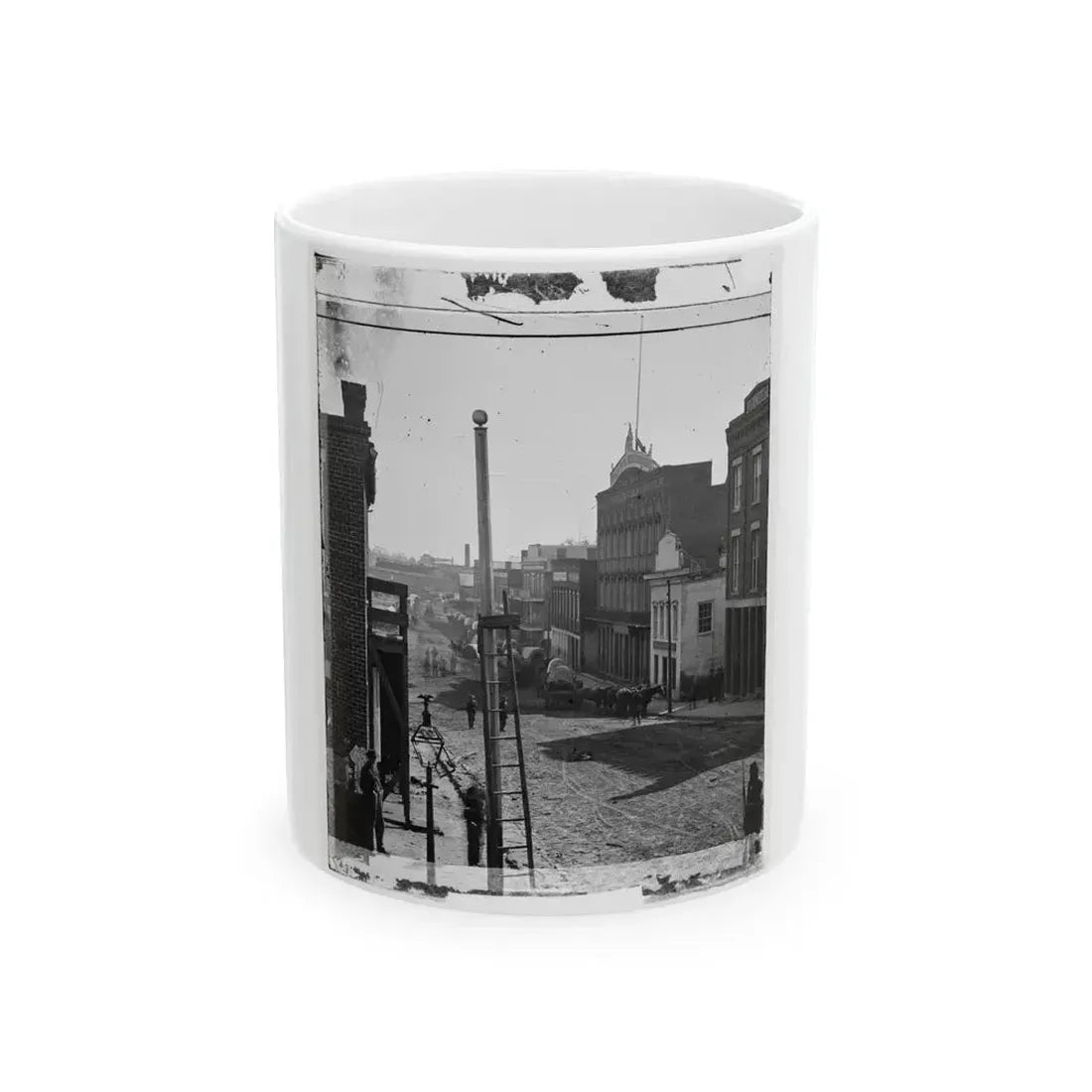 Atlanta, Ga. Wagon Train On Marietta Street (U.S. Civil War) White Coffee Mug 11oz - Go Mug Yourself