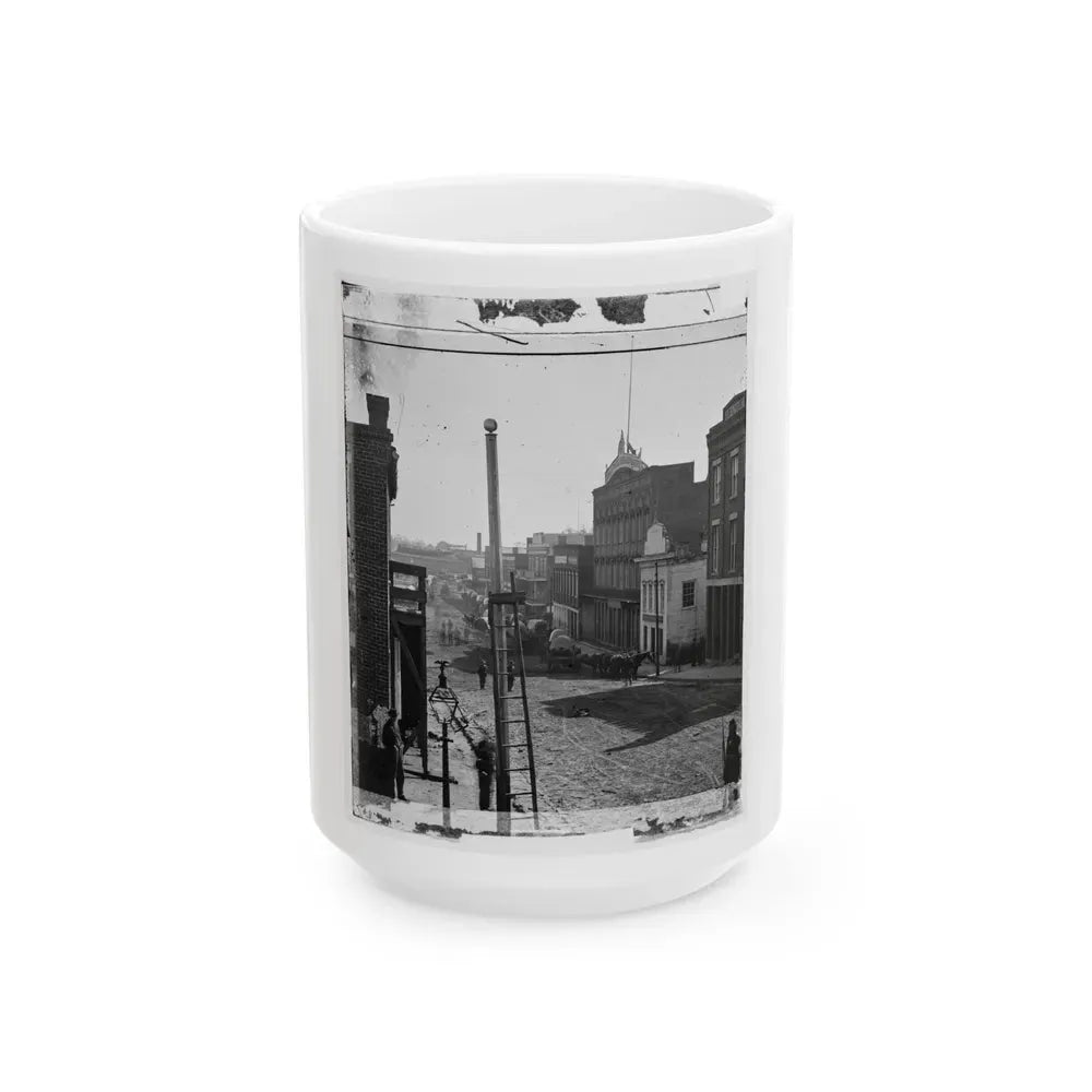 Atlanta, Ga. Wagon Train On Marietta Street (U.S. Civil War) White Coffee Mug 15oz - Go Mug Yourself