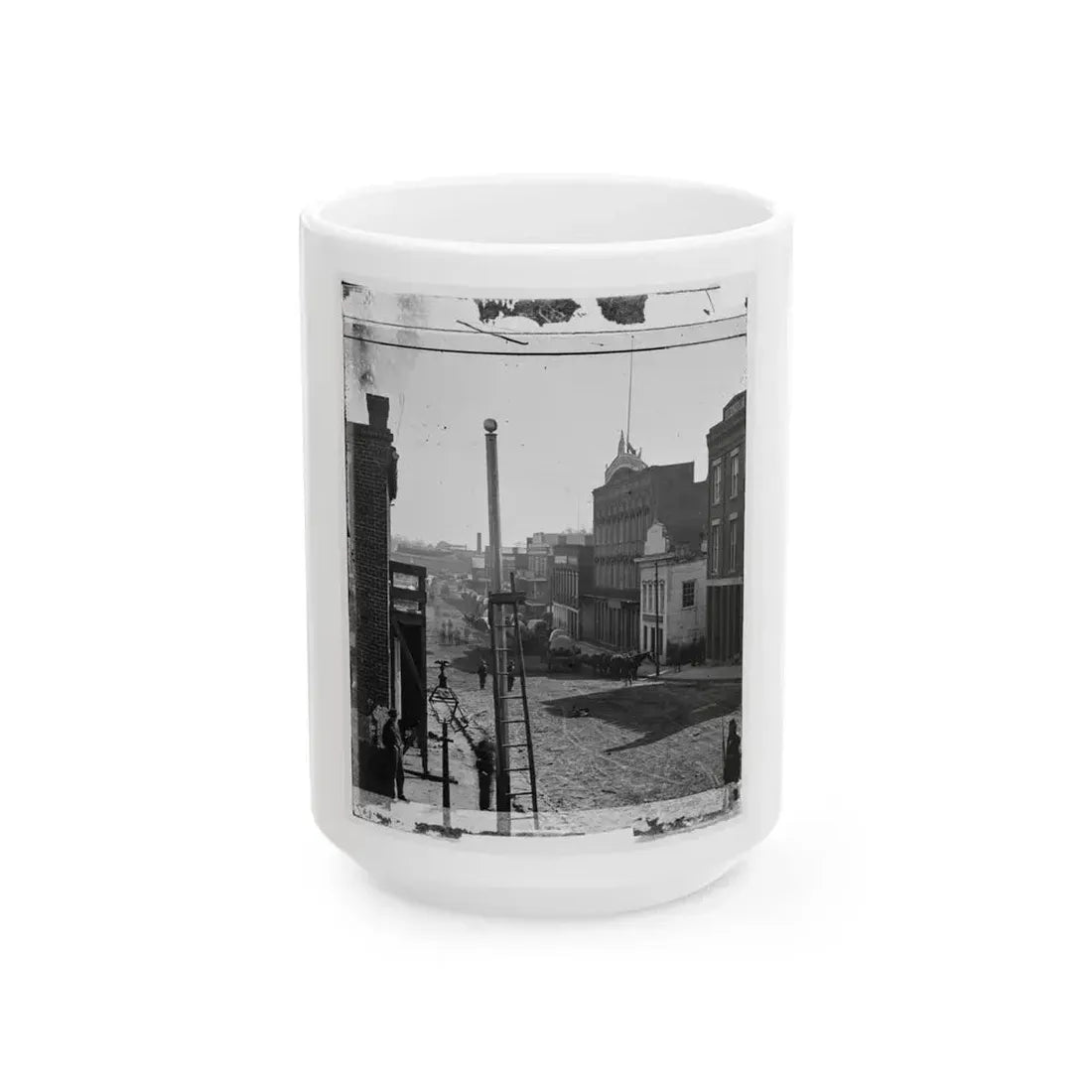 Atlanta, Ga. Wagon Train On Marietta Street (U.S. Civil War) White Coffee Mug 15oz - Go Mug Yourself