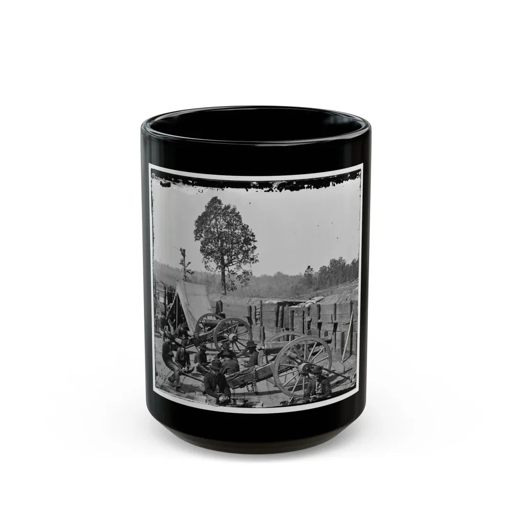 Atlanta, Ga. Federal Soldiers Relaxing By Guns Of Captured Fort (U.S. Civil War) Black Coffee Mug-15oz-Go Mug Yourself