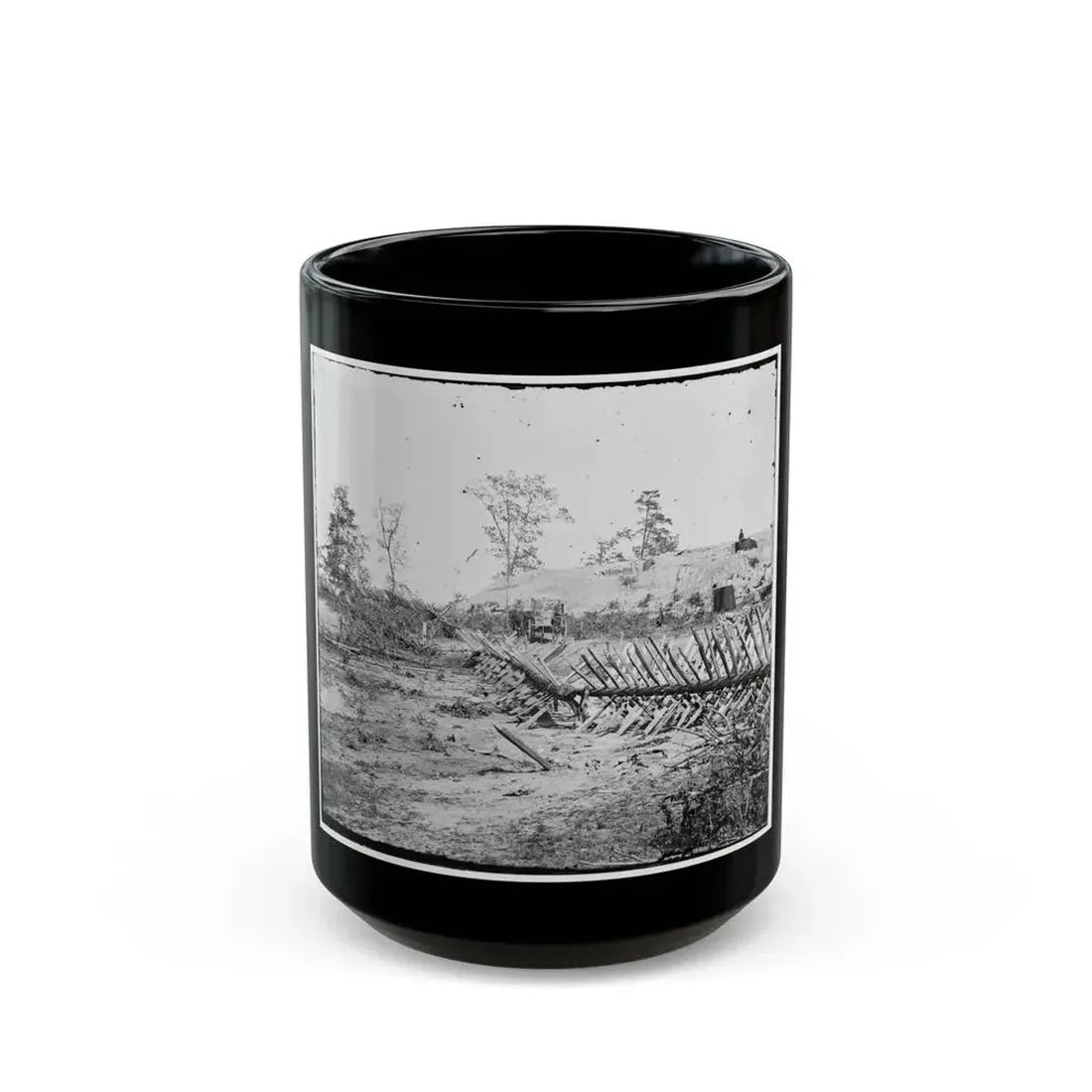 Atlanta, Georgia. Confederate Fortifications. (Shown Is Barnard's Wagon And Portable Darkroom) (U.S. Civil War) Black Coffee Mug 15oz - Go Mug Yourself