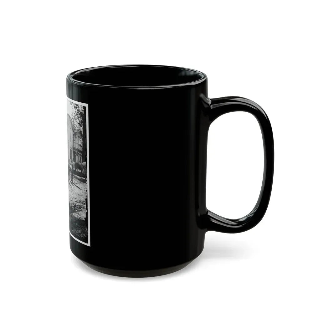 Atlanta, Georgia. Federal Officers Standing In Front Of House. (Formerly Headquarters Of Gen. John Bell Hood.) (U.S. Civil War) Black Coffee Mug - Go Mug Yourself