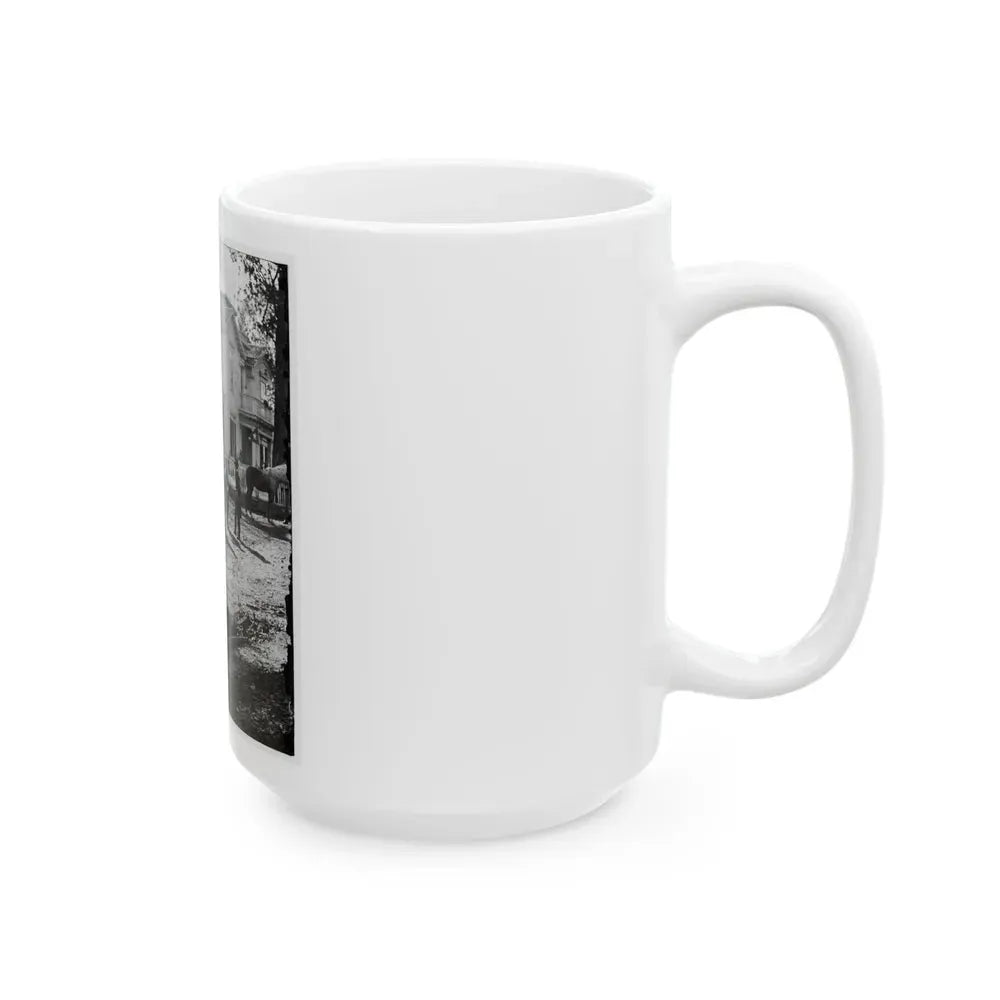Atlanta, Georgia. Federal Officers Standing In Front Of House. (Formerly Headquarters Of Gen. John Bell Hood.) (U.S. Civil War) White Coffee Mug - Go Mug Yourself