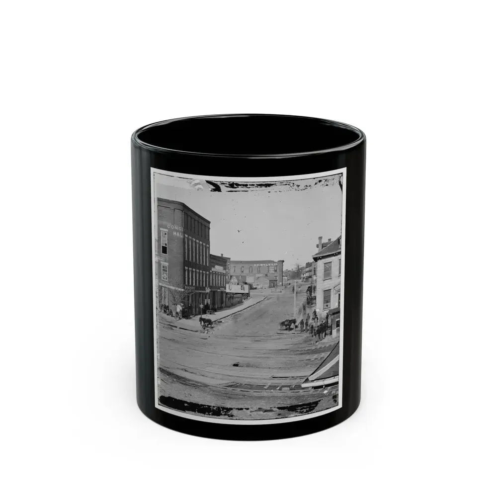 Atlanta, Georgia. Northward View Across The Tracks On Whitehall Street. Concert Hall On Left (U.S. Civil War) Black Coffee Mug 11oz - Go Mug Yourself