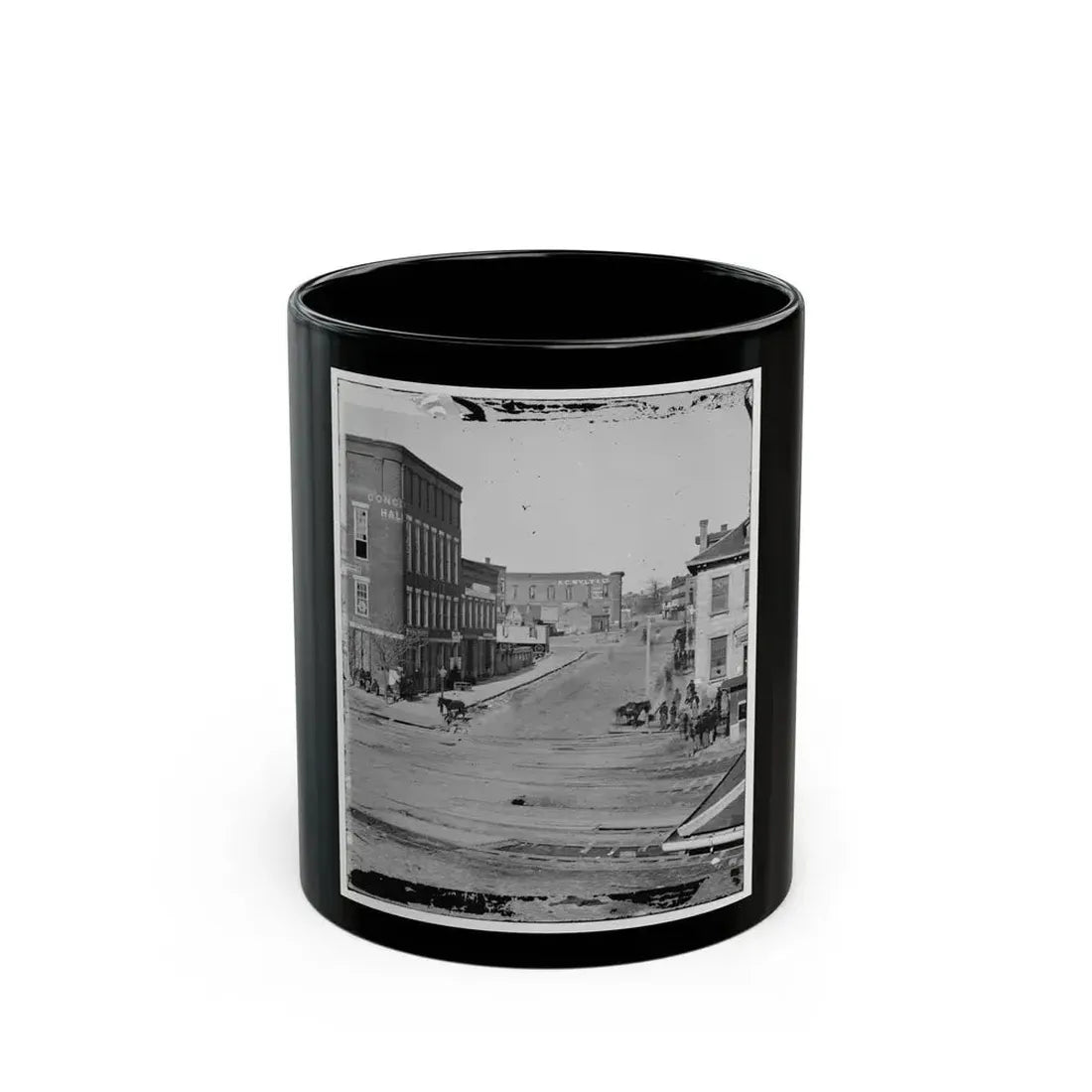 Atlanta, Georgia. Northward View Across The Tracks On Whitehall Street. Concert Hall On Left (U.S. Civil War) Black Coffee Mug 11oz - Go Mug Yourself