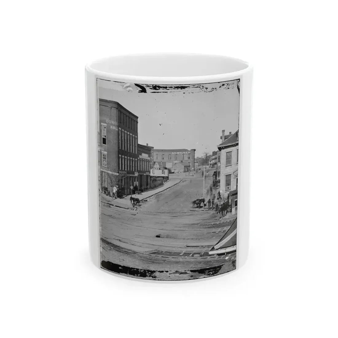 Atlanta, Georgia. Northward View Across The Tracks On Whitehall Street. Concert Hall On Left (U.S. Civil War) White Coffee Mug 11oz - Go Mug Yourself