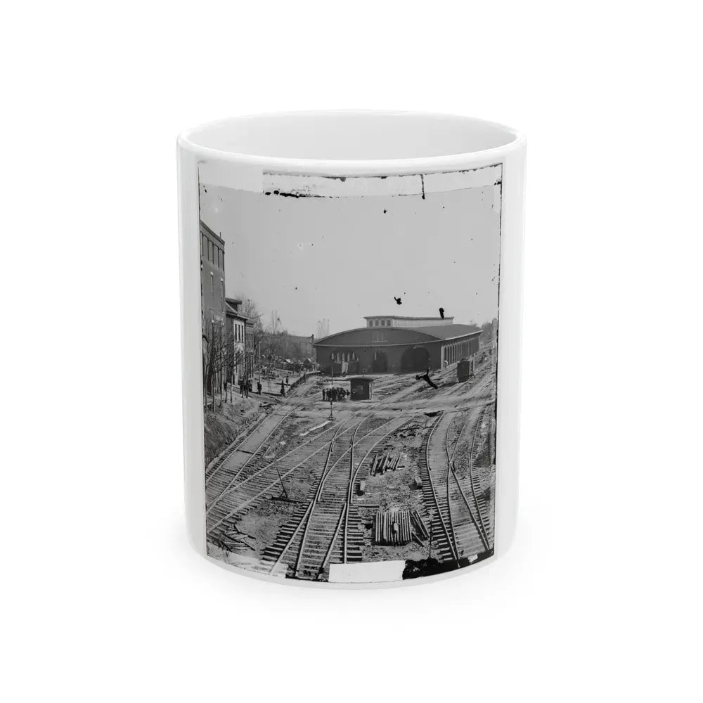 Atlanta, Georgia. Railroad Depot (U.S. Civil War) White Coffee Mug 11oz - Go Mug Yourself