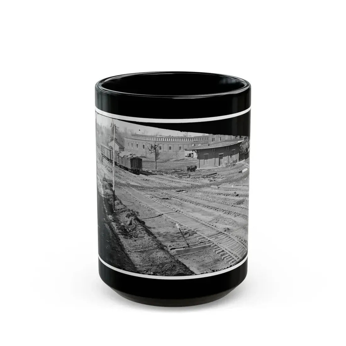 Atlanta, Georgia. Ruins Of Depot, Blown Up On Sherman's Departure (U.S. Civil War) Black Coffee Mug 15oz - Go Mug Yourself