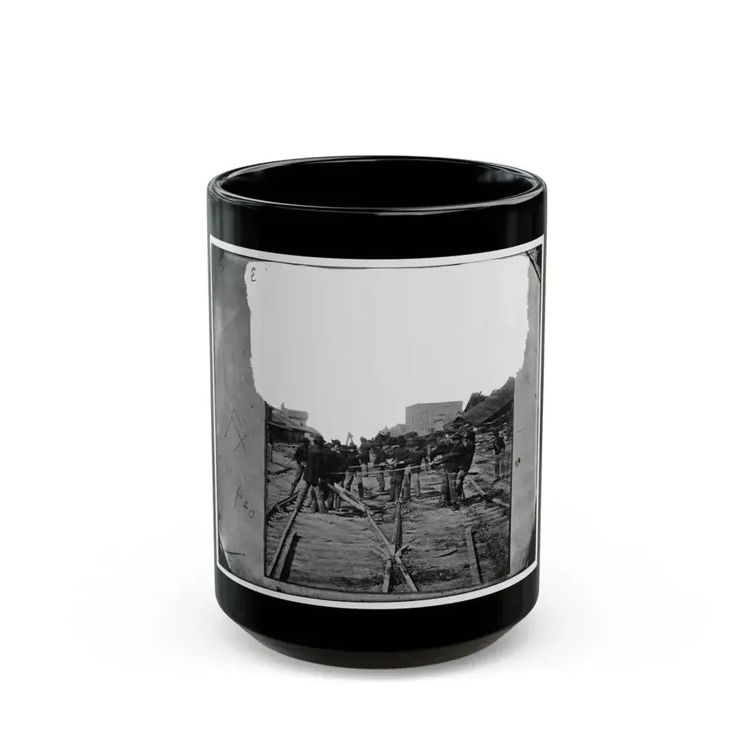 Atlanta, Georgia. Sherman's Men Tearing Up Railroad Track (U.S. Civil War) Black Coffee Mug 15oz - Go Mug Yourself