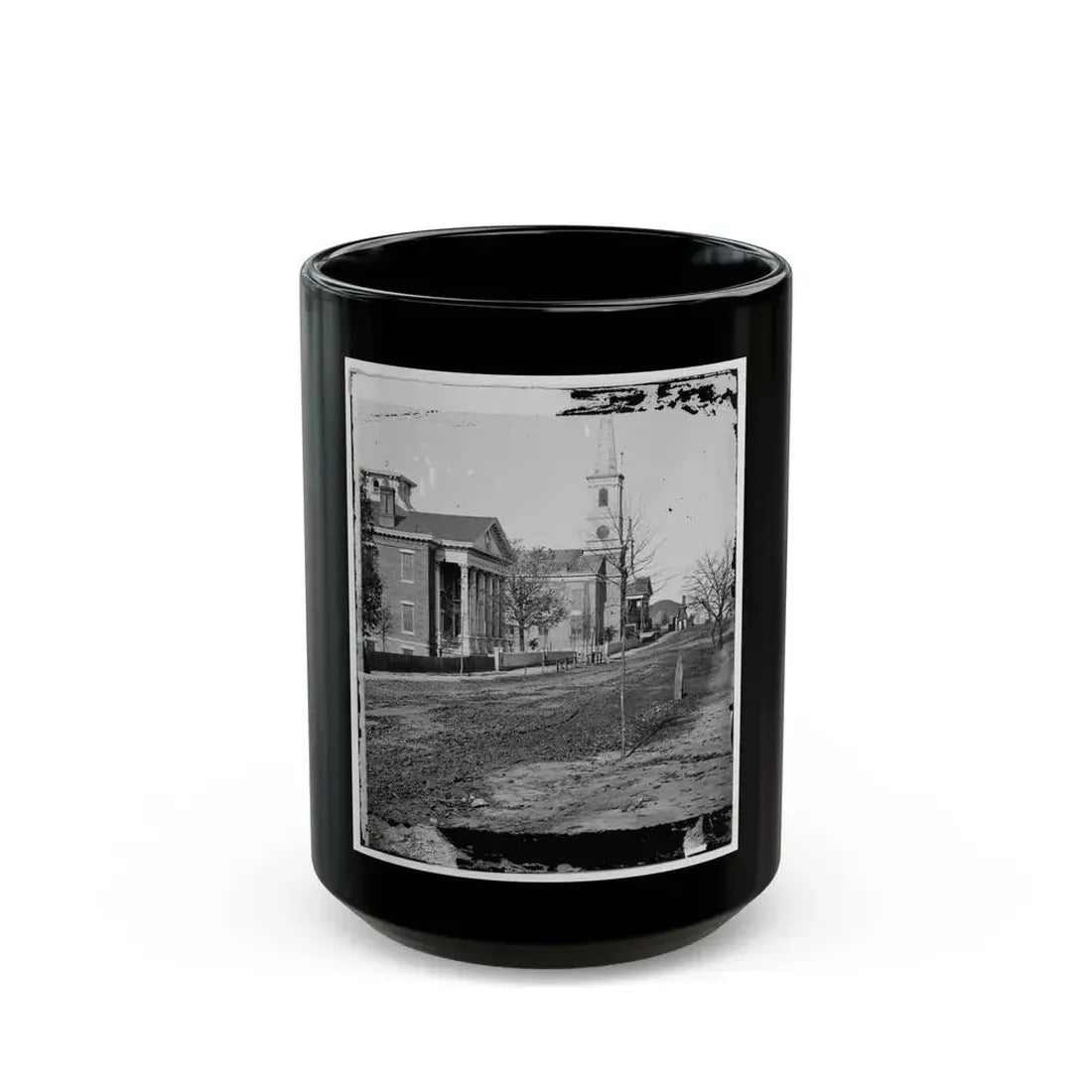 Atlanta, Georgia. Street In Atlanta (House Next To Church Used As Sherman's Headquarters (U.S. Civil War) Black Coffee Mug 15oz - Go Mug Yourself