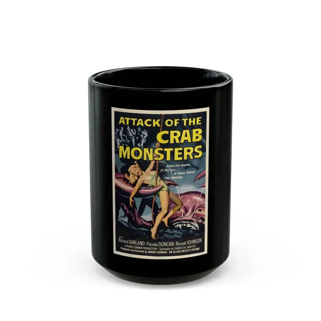 ATTACK OF THE CRAB MONSTERS 1957 Movie Poster - Black Coffee Mug 15oz - Go Mug Yourself
