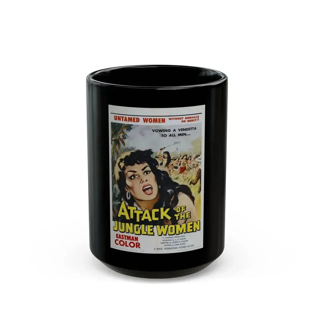 ATTACK OF THE JUNGLE WOMEN 1959 Movie Poster - Black Coffee Mug 15oz - Go Mug Yourself