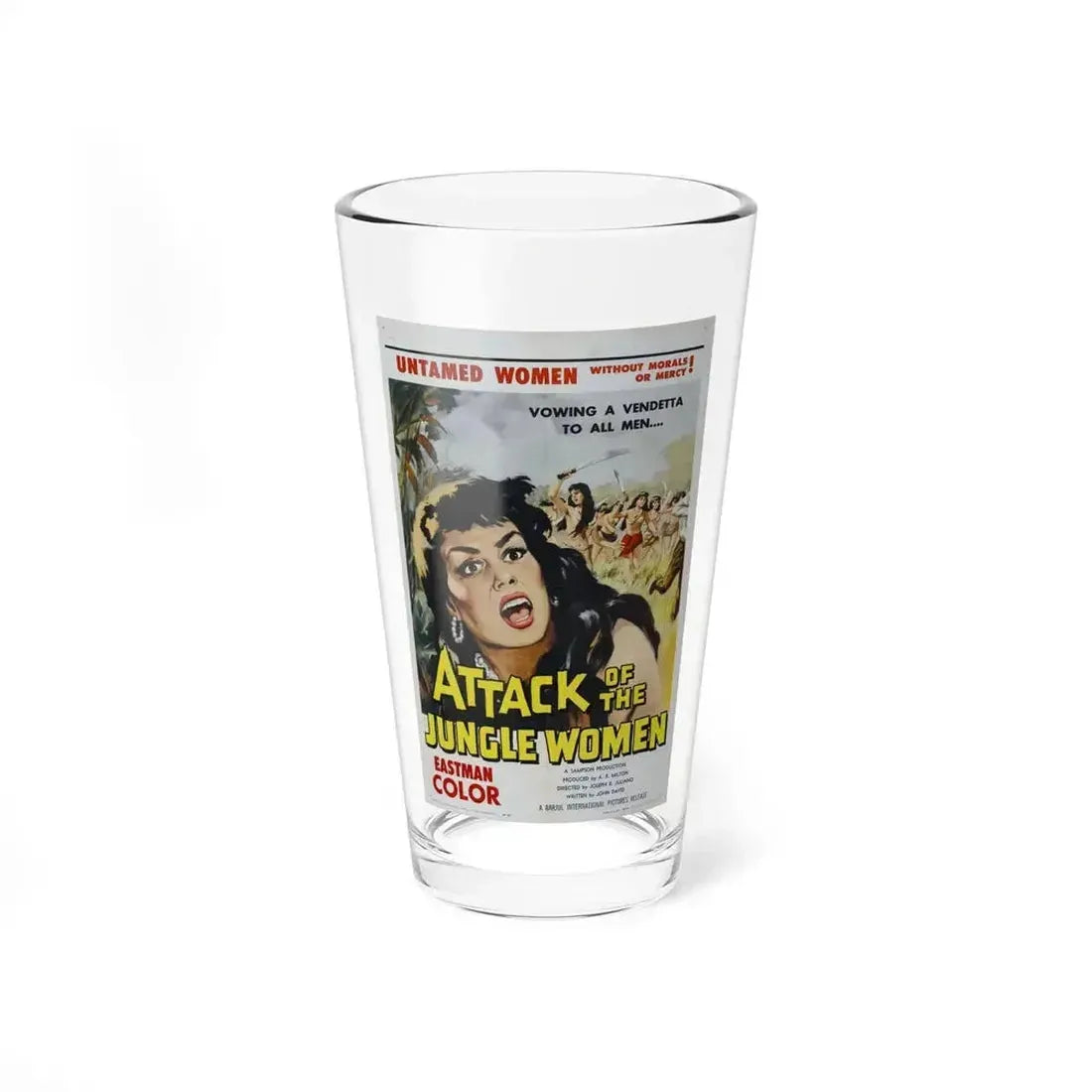 ATTACK OF THE JUNGLE WOMEN 1959 Movie Poster - Pint Glass 16oz 16oz - Go Mug Yourself
