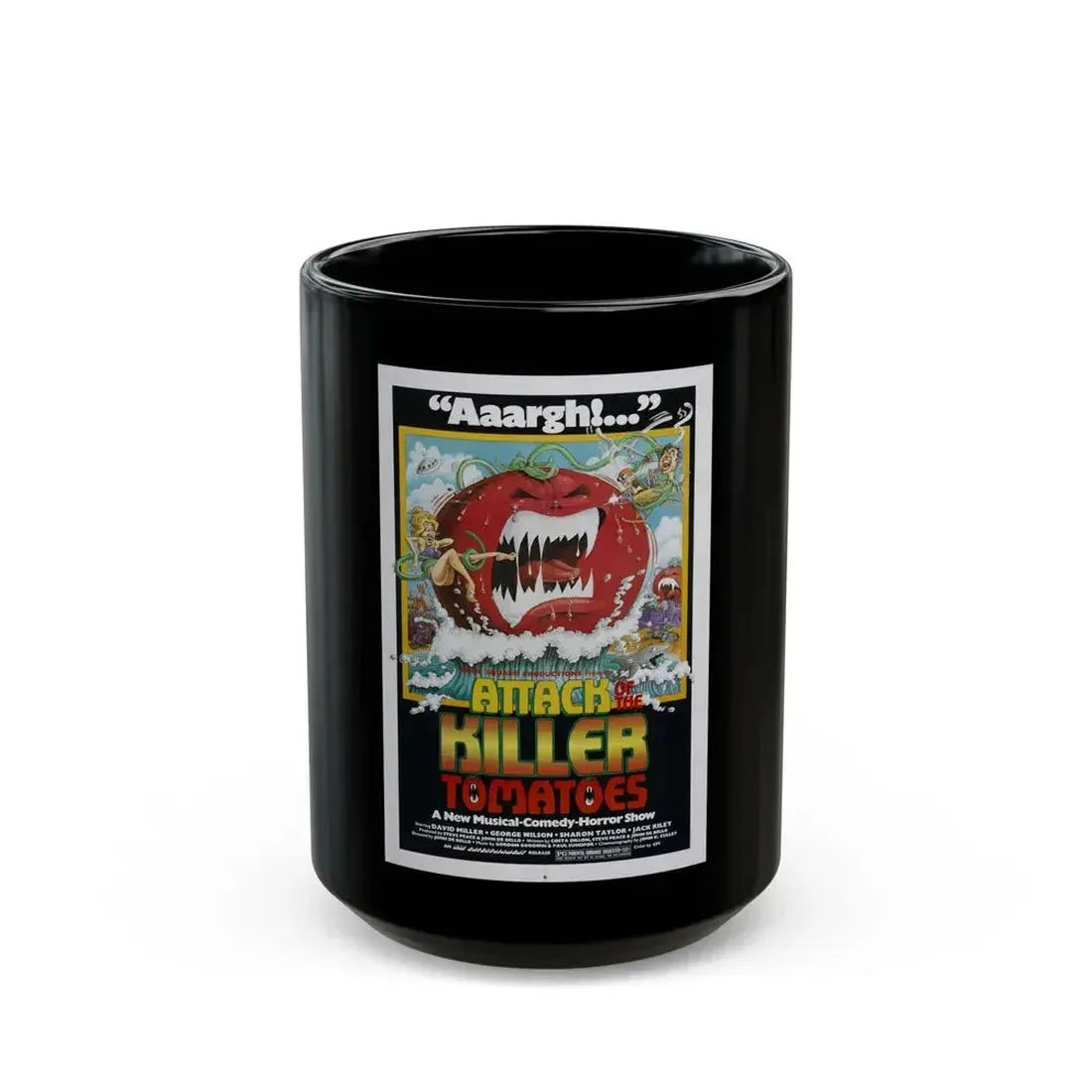 ATTACK OF THE KILLER TOMATOES 1978 Movie Poster - Black Coffee Mug 15oz - Go Mug Yourself