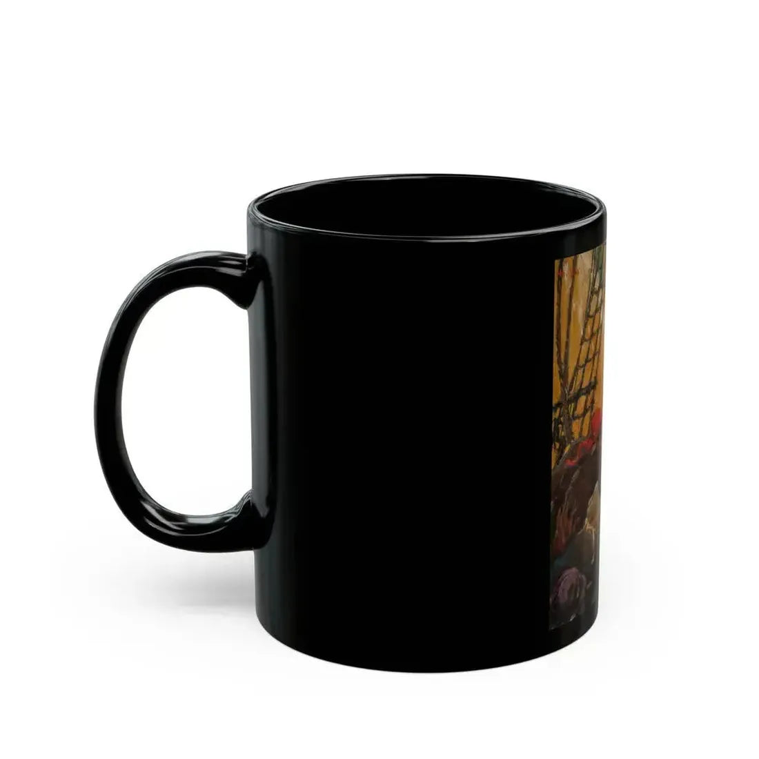 Attack on the High Seas, Treasure Island interior illustration - Black Coffee Mug - Go Mug Yourself