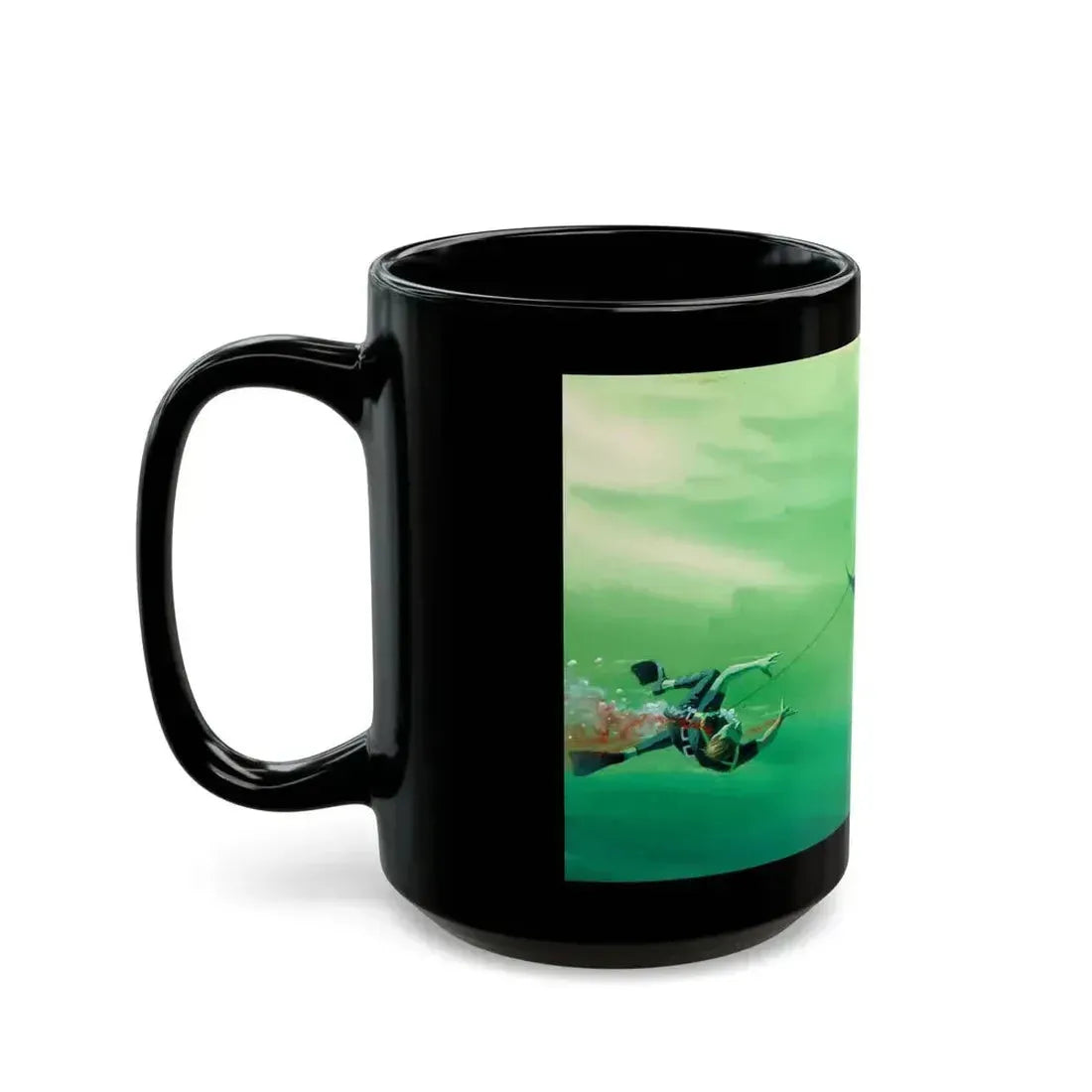 Attacked By A Killer Shark, Reader's Digest interior illustration, April 1972 - Black Coffee Mug - Go Mug Yourself