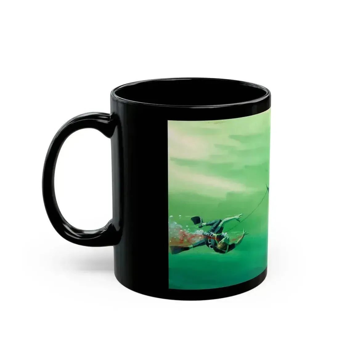 Attacked By A Killer Shark, Reader's Digest interior illustration, April 1972 - Black Coffee Mug - Go Mug Yourself