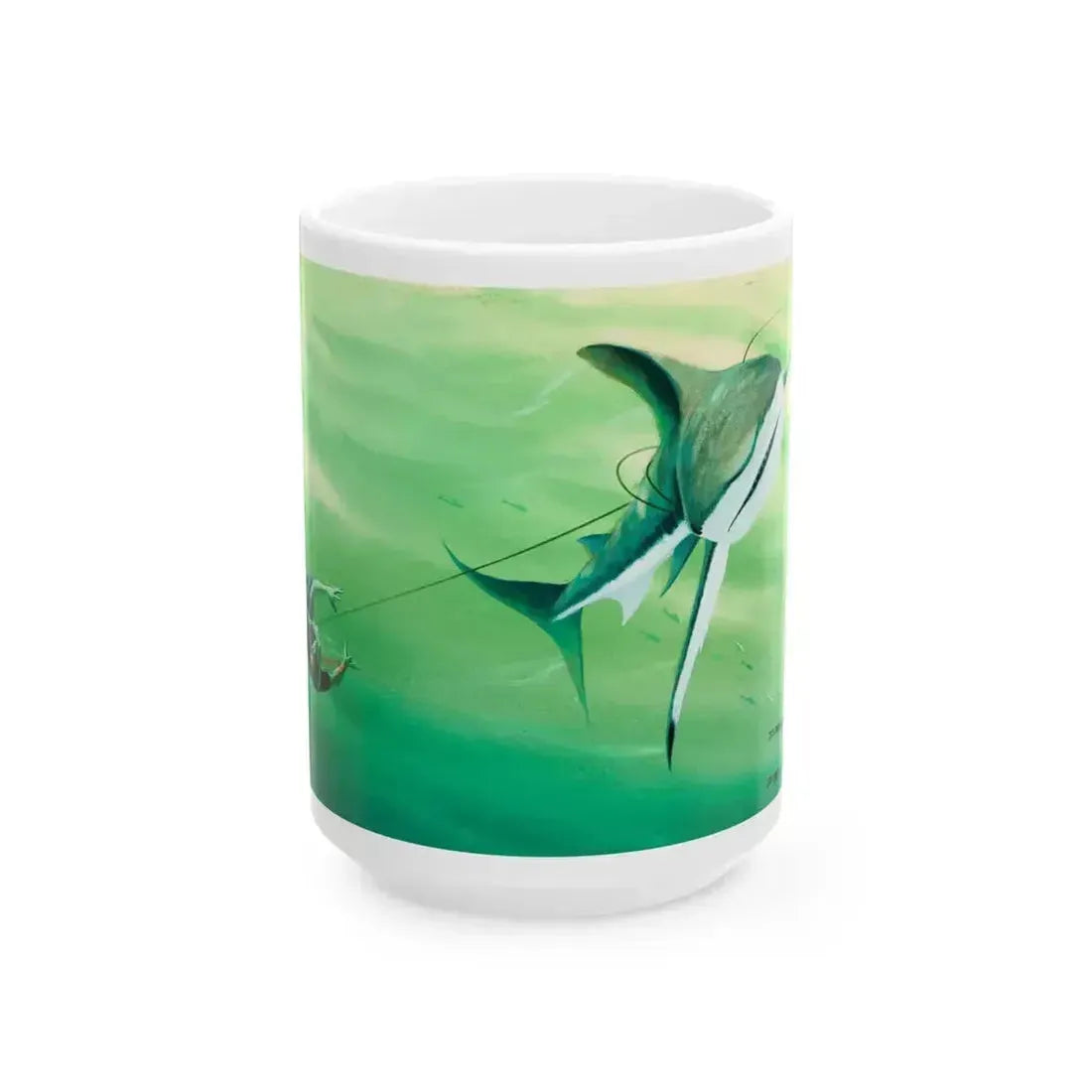 Attacked By A Killer Shark, Reader's Digest interior illustration, April 1972 - White Coffee Mug 15oz - Go Mug Yourself