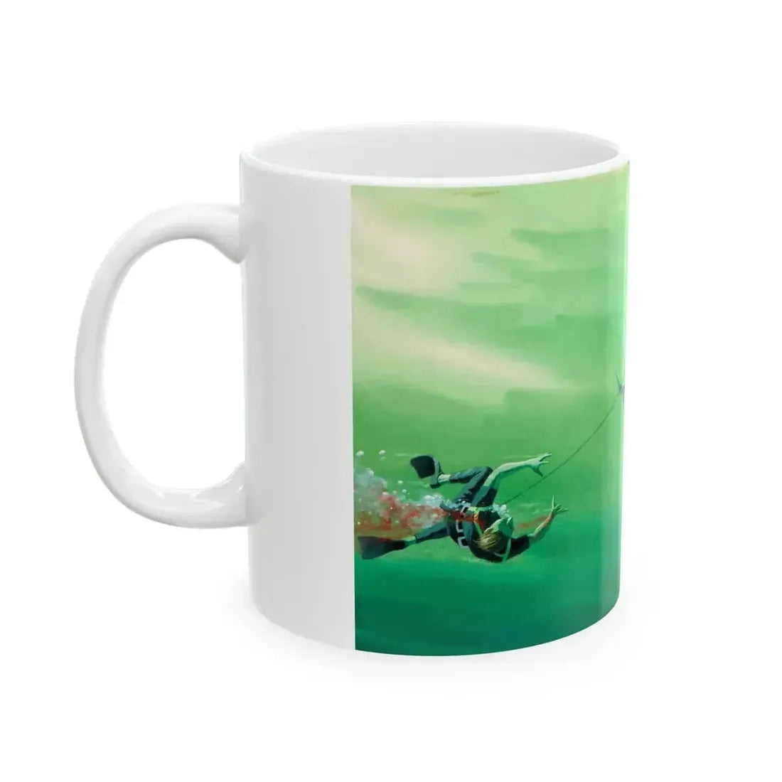 Attacked By A Killer Shark, Reader's Digest interior illustration, April 1972 - White Coffee Mug - Go Mug Yourself