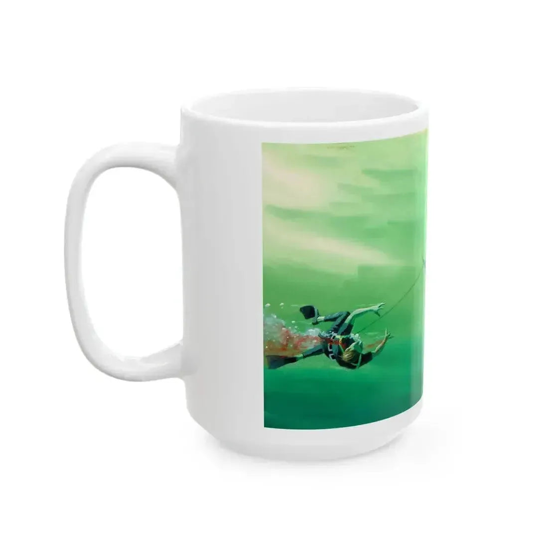 Attacked By A Killer Shark, Reader's Digest interior illustration, April 1972 - White Coffee Mug - Go Mug Yourself