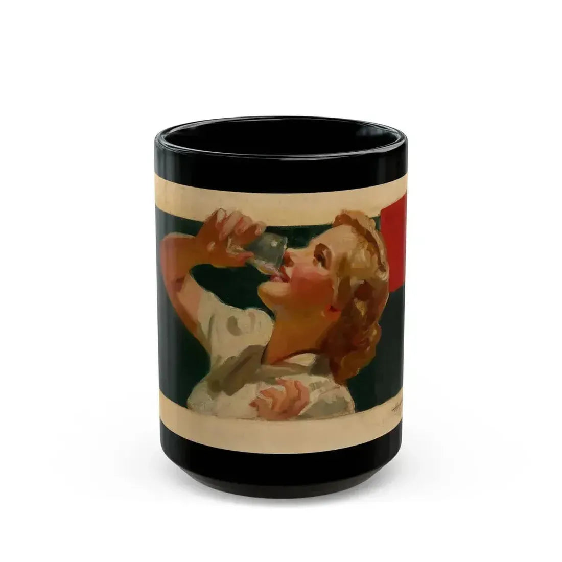 Attributed . Coca-Cola ad illustration, preliminary study - Black Coffee Mug 15oz - Go Mug Yourself