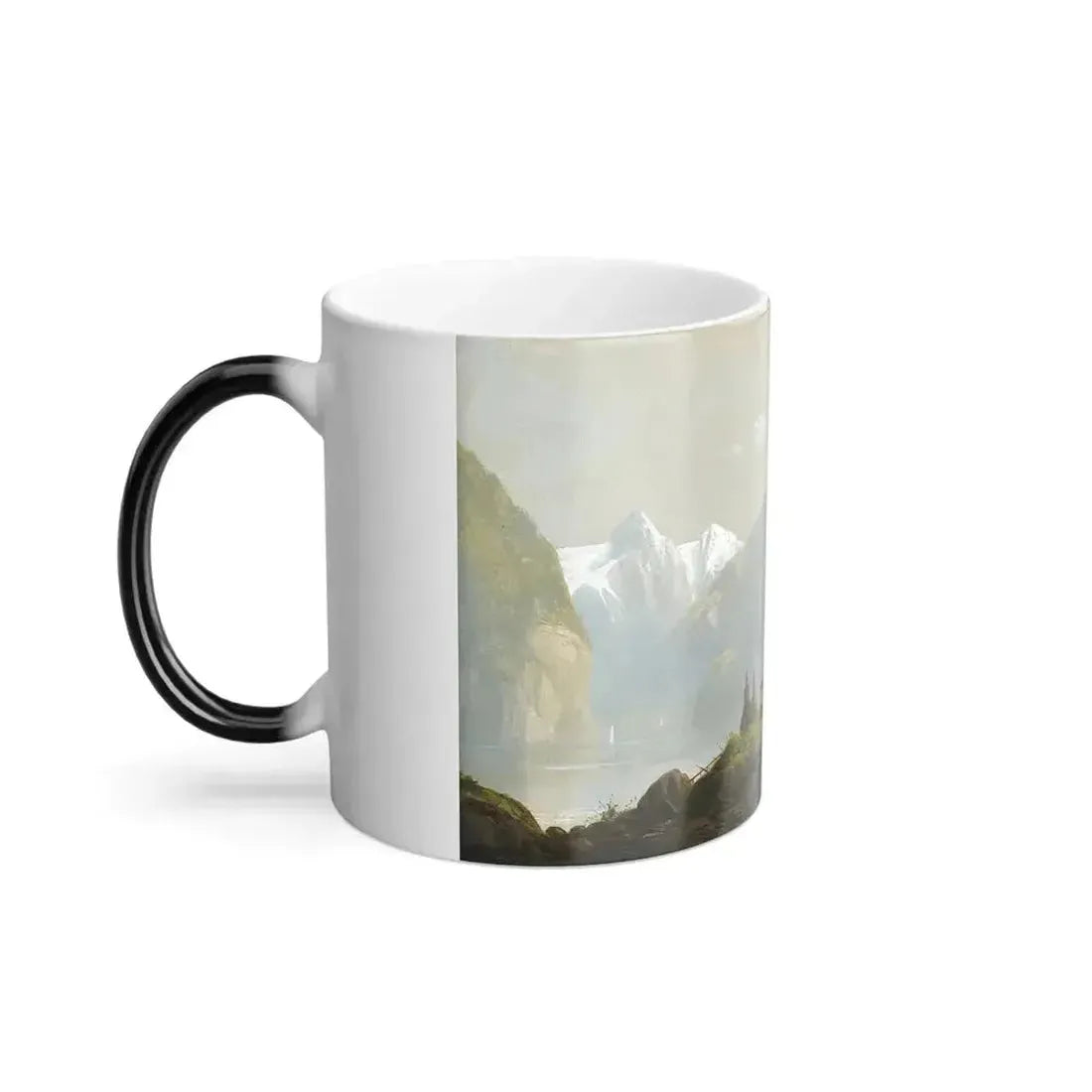 Attributed to Hermann Herzog (1832-1932) Alpine Landscape Mountain Hut - Oil on Canvas 1872 - Color Changing Mug 11oz - Go Mug Yourself