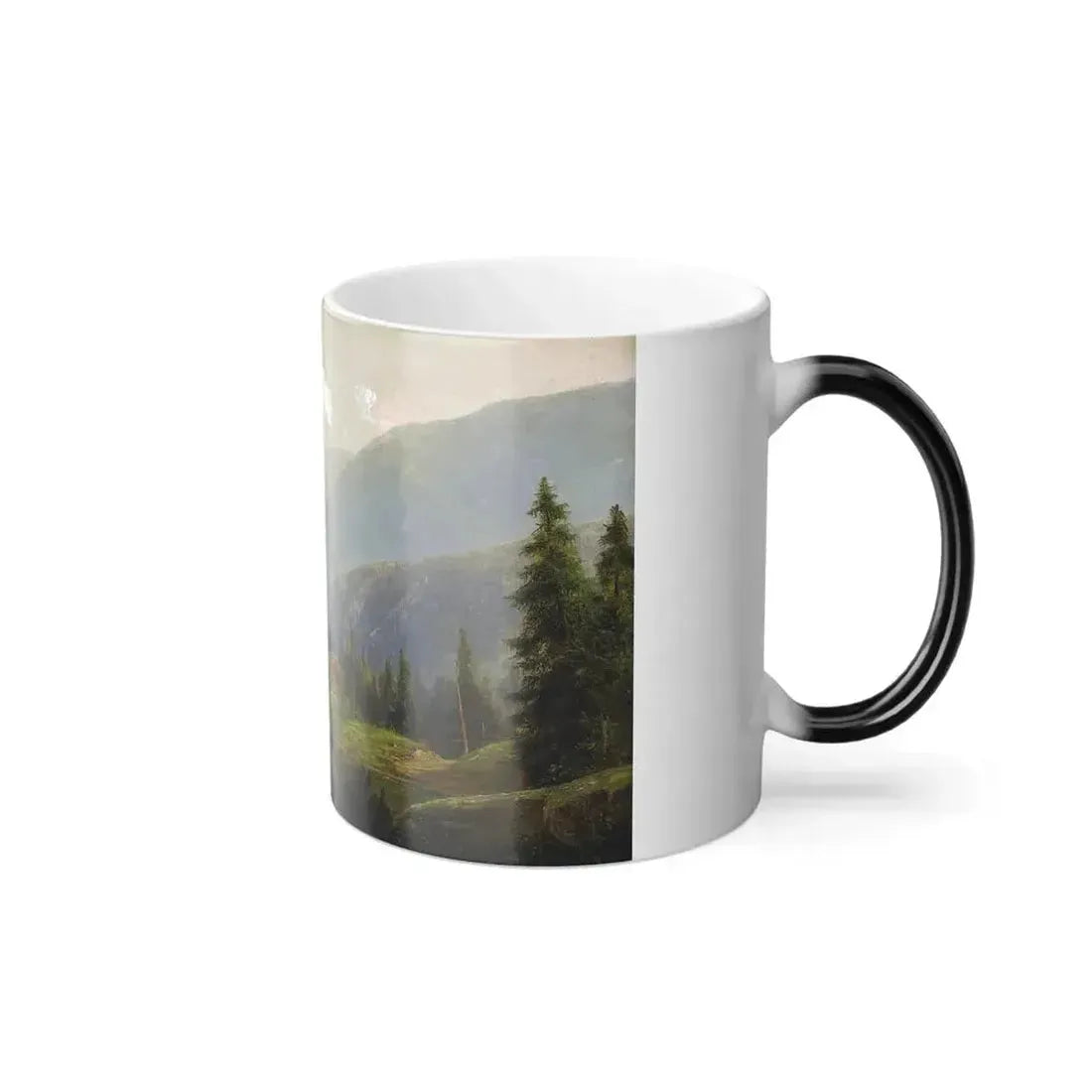 Attributed to Hermann Herzog (1832-1932) Alpine Landscape Mountain Hut - Oil on Canvas 1872 - Color Changing Mug 11oz - Go Mug Yourself