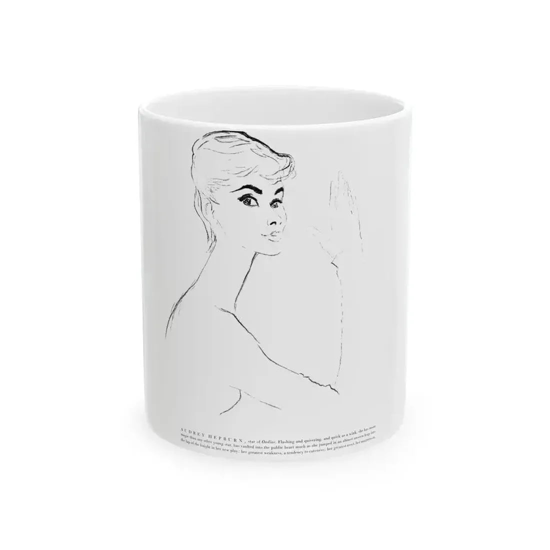 Audrey Hepburn, star of Ondine, 1954 - White Coffee Mug 11oz - Go Mug Yourself