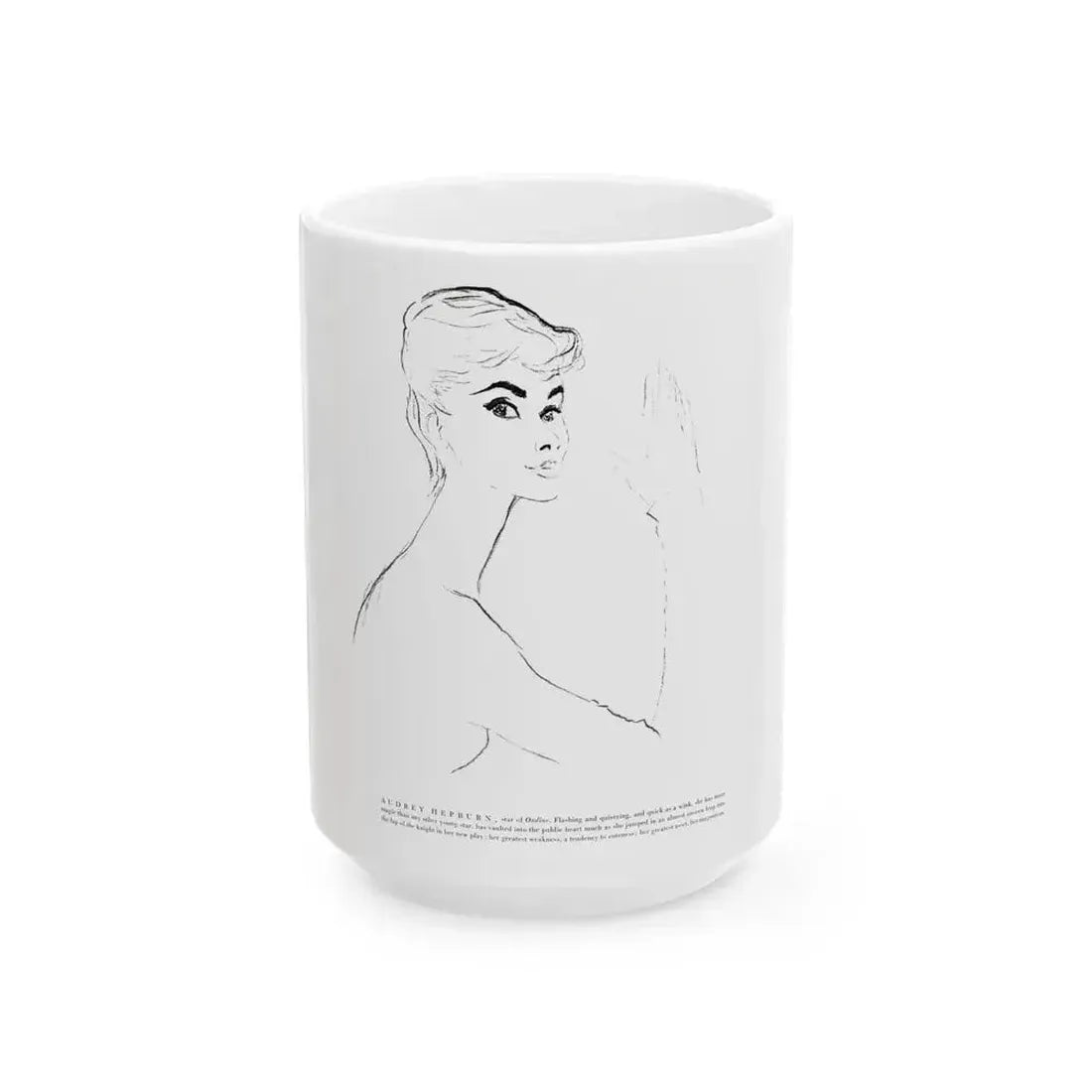 Audrey Hepburn, star of Ondine, 1954 - White Coffee Mug 15oz - Go Mug Yourself