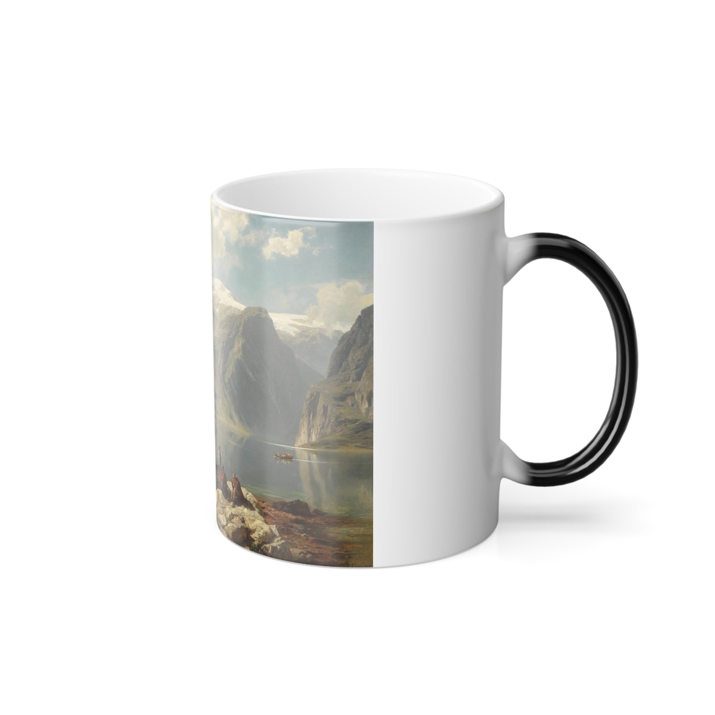 August Wilhelm Leu (1819-1897) Sunny Day on a Norwegian Fjord - Color Changing Mug 11oz-Go Mug Yourself