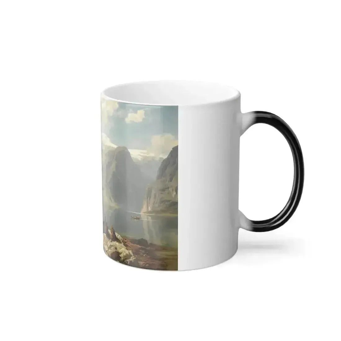 August Wilhelm Leu (1819-1897) Sunny Day on a Norwegian Fjord - Color Changing Mug 11oz - Go Mug Yourself