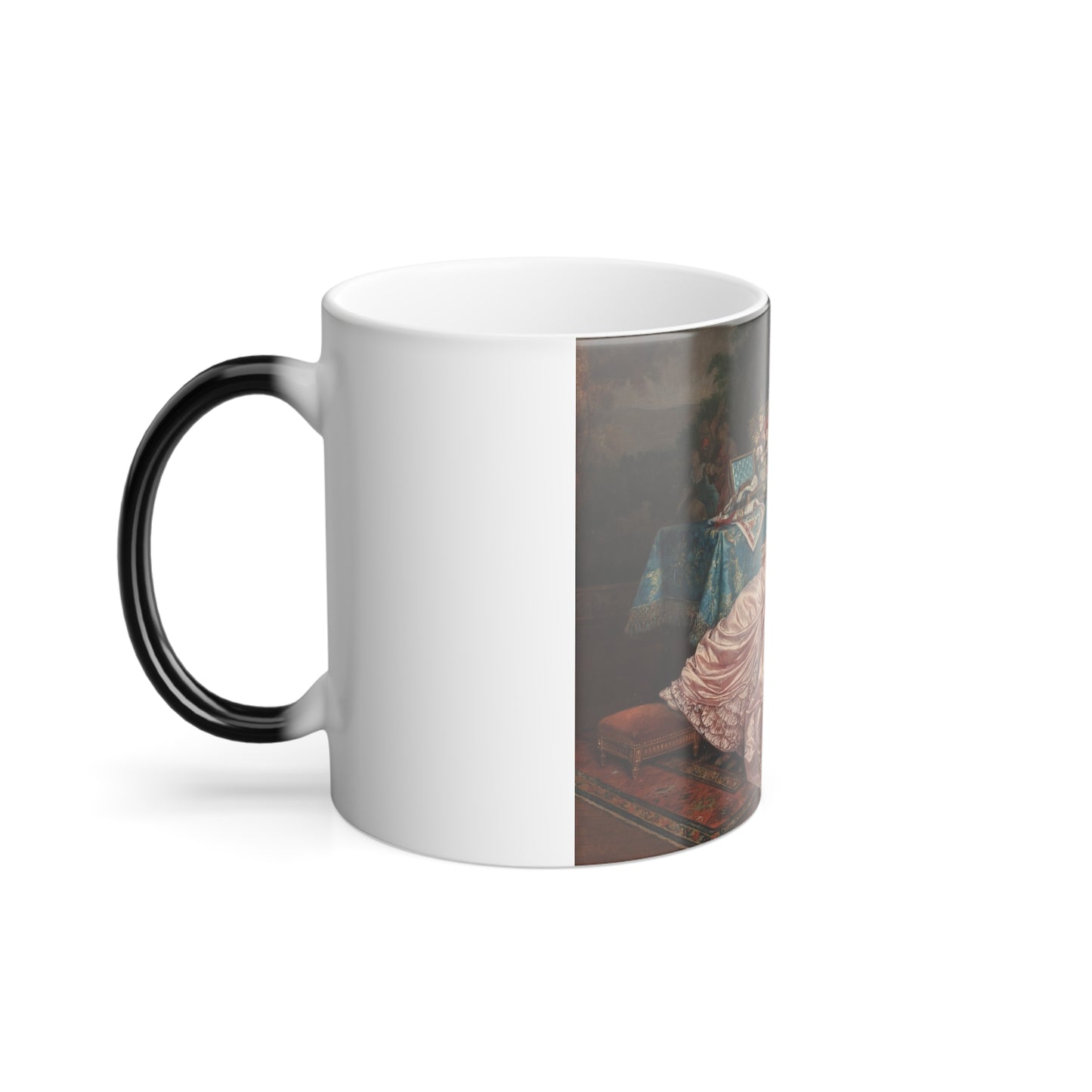 Auguste Toulmouche (1829-1890) A Mother and Daughter Reading - Oil on Canvas 1882 - Color Changing Mug 11oz-Go Mug Yourself