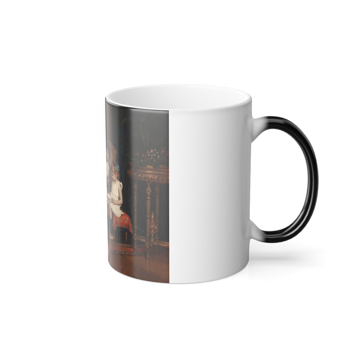 Auguste Toulmouche (1829-1890) A Mother and Daughter Reading - Oil on Canvas 1882 - Color Changing Mug 11oz-Go Mug Yourself