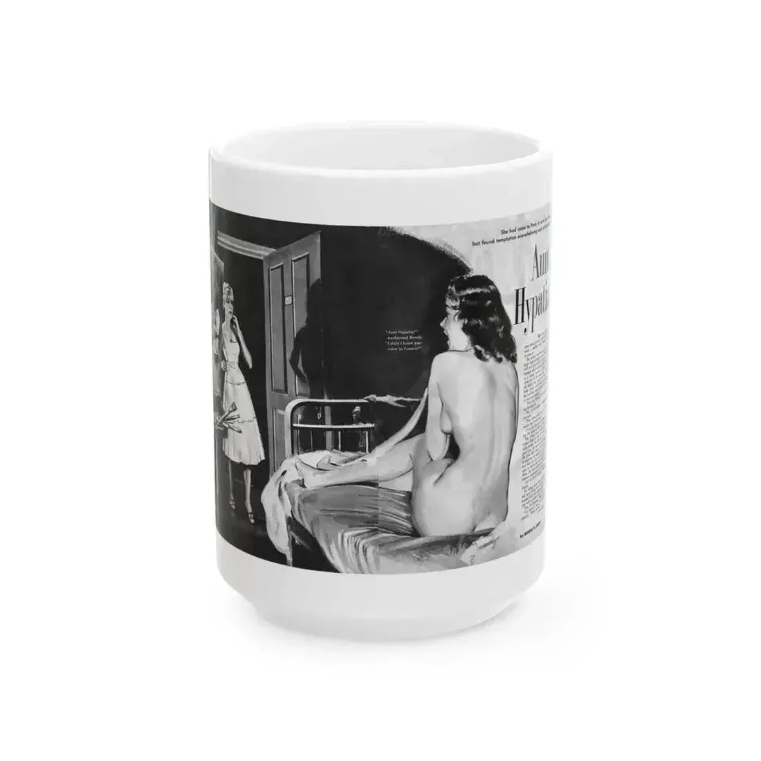 Aunt Hypatia, Adam magazine, May 1959 - White Coffee Mug 15oz - Go Mug Yourself