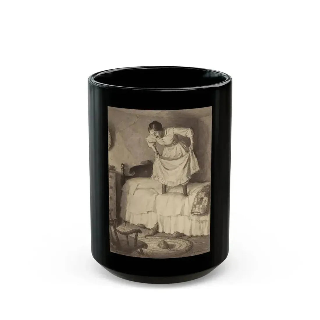 Aunt Sally and the Rats, Adventures of Huckleberry Finn interior illustration, November 20, 1923 - Black Coffee Mug 15oz - Go Mug Yourself
