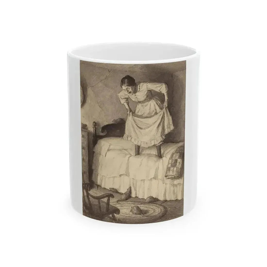 Aunt Sally and the Rats, Adventures of Huckleberry Finn interior illustration, November 20, 1923 - White Coffee Mug 11oz - Go Mug Yourself