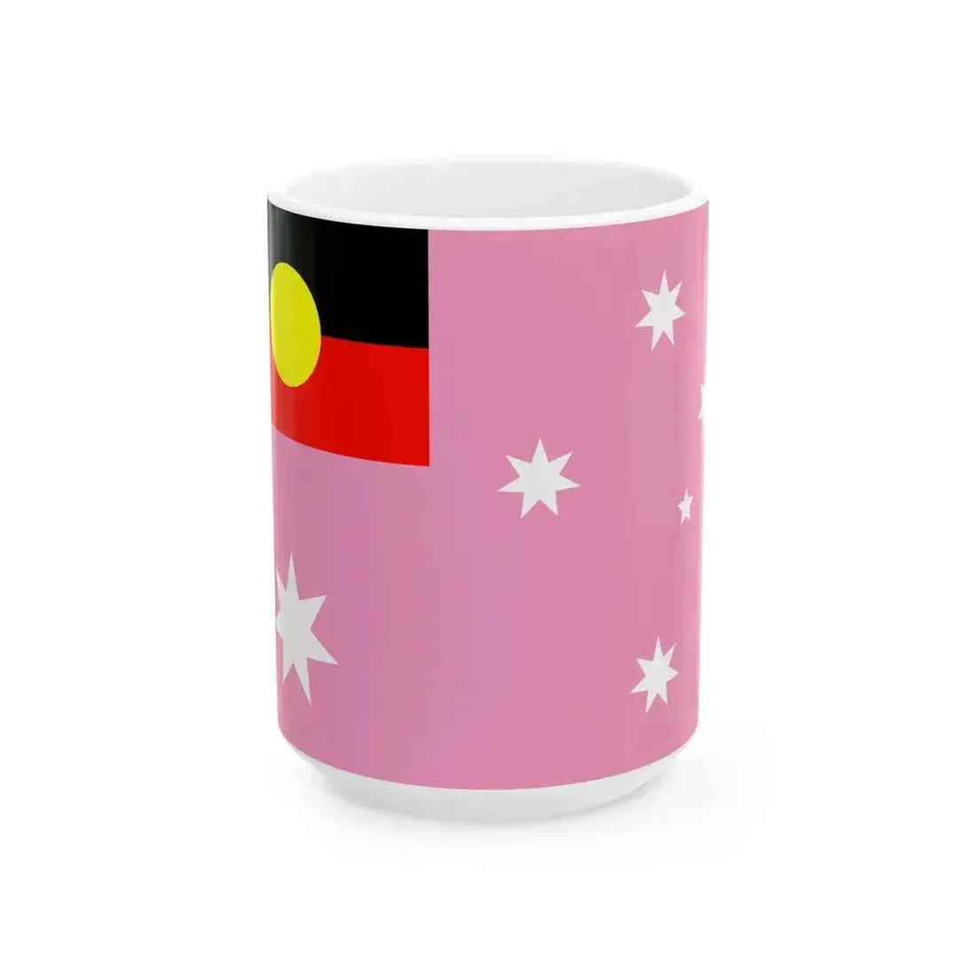 Australian Gay Pride Flag with Aboriginal Flag 2-3 (Australia) White Coffee Mug 15oz - Go Mug Yourself