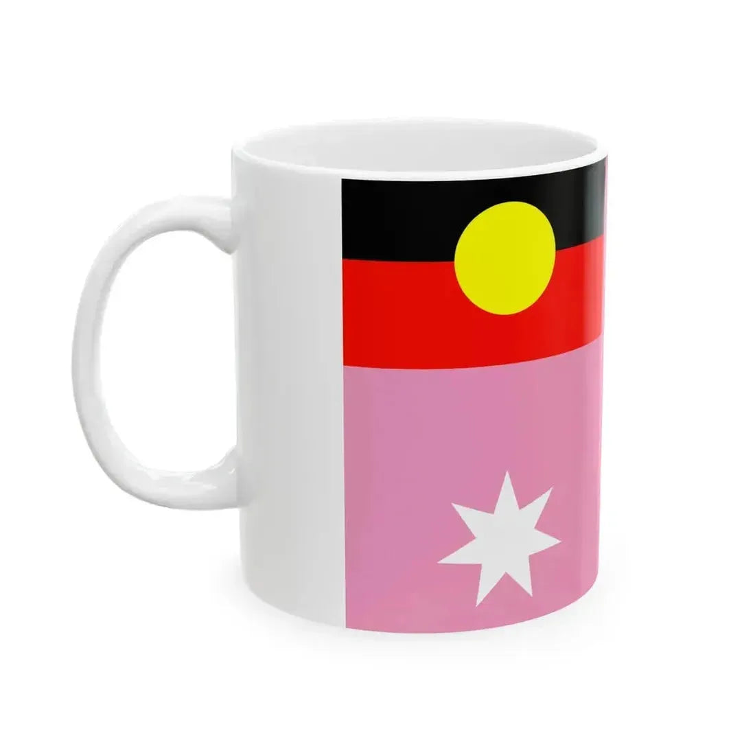 Australian Gay Pride Flag with Aboriginal Flag 2-3 (Australia) White Coffee Mug - Go Mug Yourself