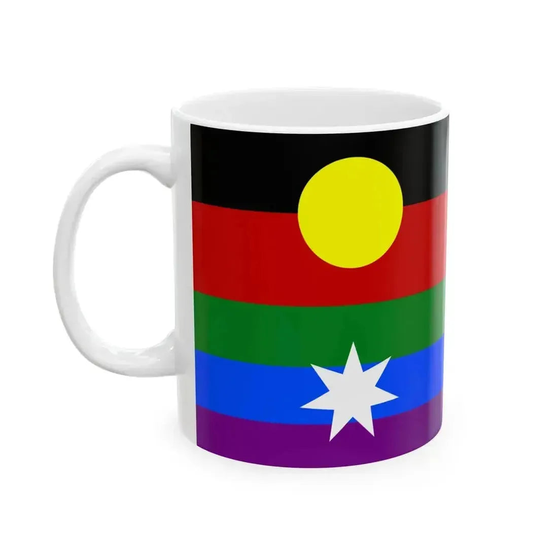Australian LGBT Flag with Aboriginal Flag (Australia) White Coffee Mug - Go Mug Yourself