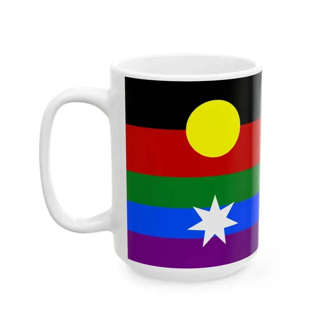Australian LGBT Flag with Aboriginal Flag (Australia) White Coffee Mug - Go Mug Yourself
