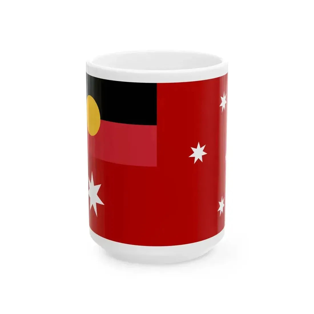 Australian Red Ensign with Aboriginal Flag (Australia) White Coffee Mug 15oz - Go Mug Yourself
