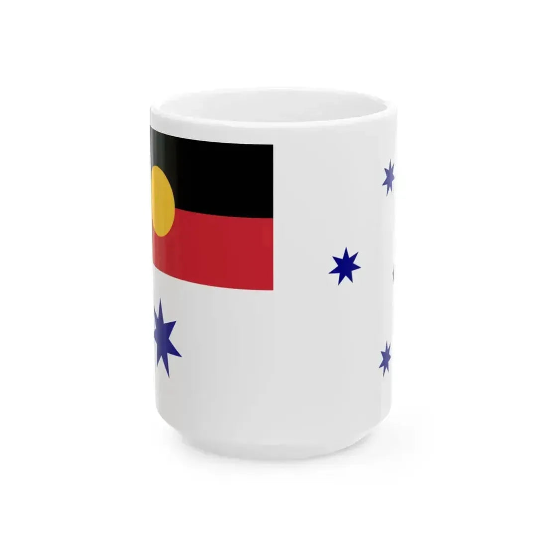 Australian White Ensign with Aboriginal Flag (Australia) White Coffee Mug 15oz - Go Mug Yourself