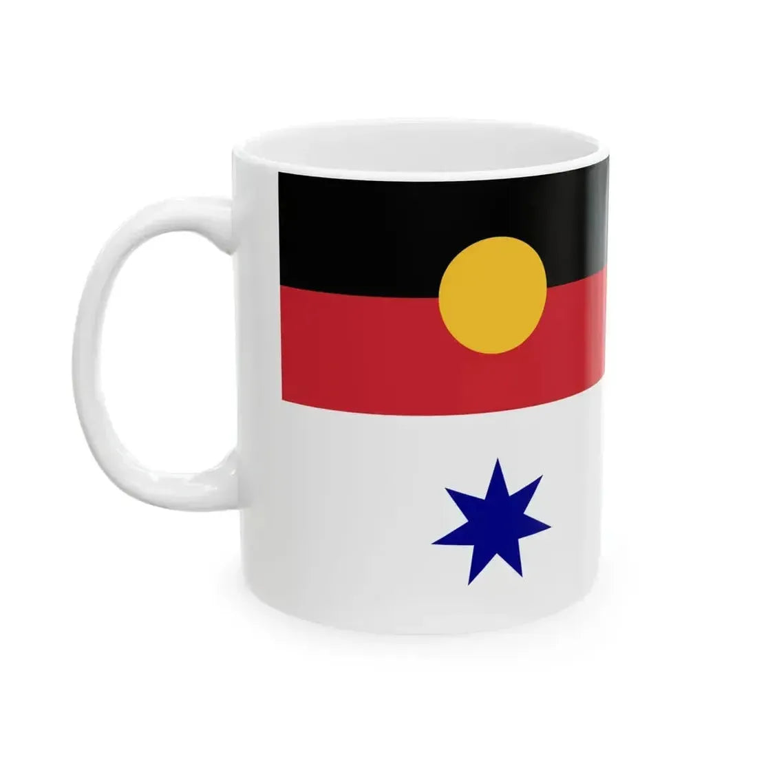 Australian White Ensign with Aboriginal Flag (Australia) White Coffee Mug - Go Mug Yourself