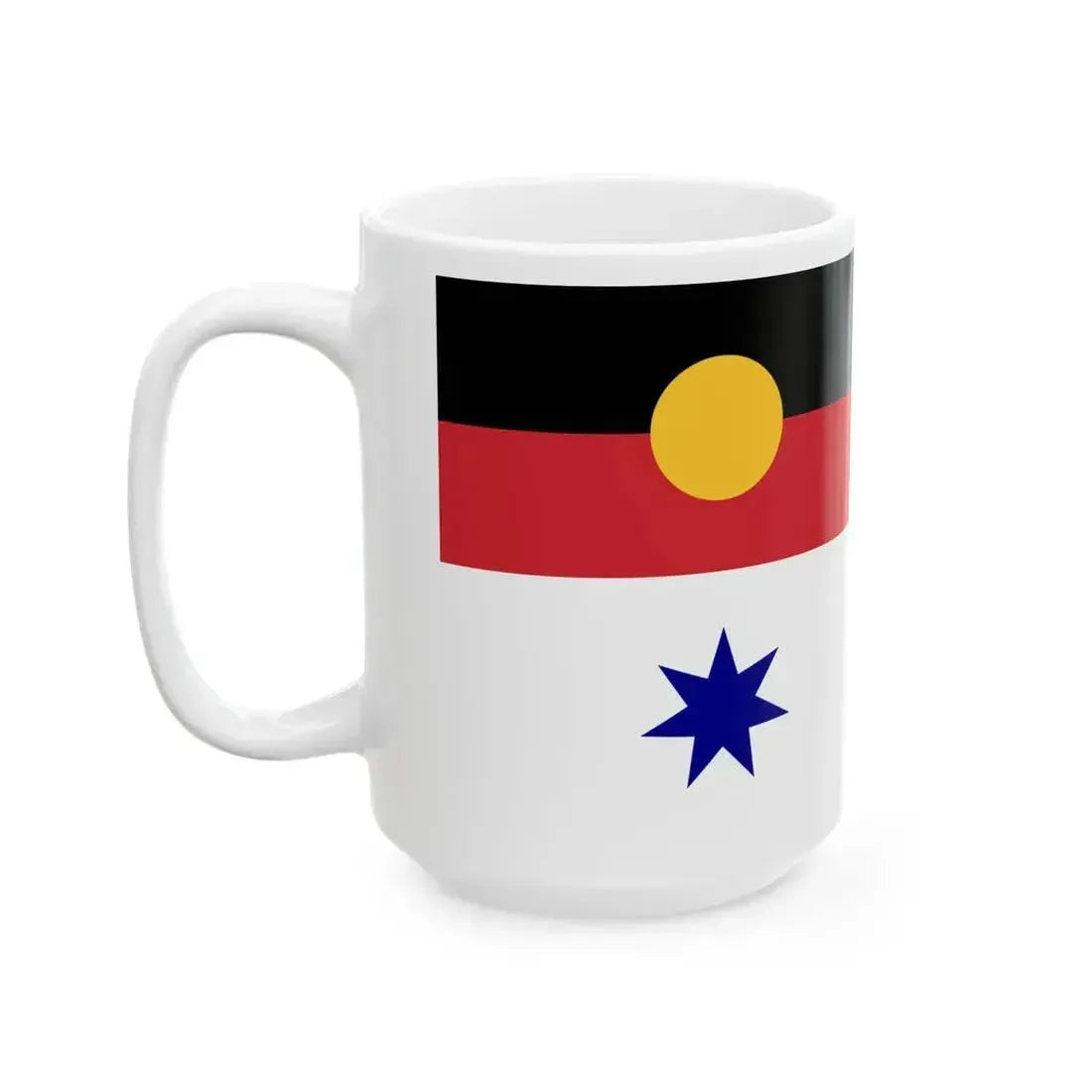 Australian White Ensign with Aboriginal Flag (Australia) White Coffee Mug - Go Mug Yourself