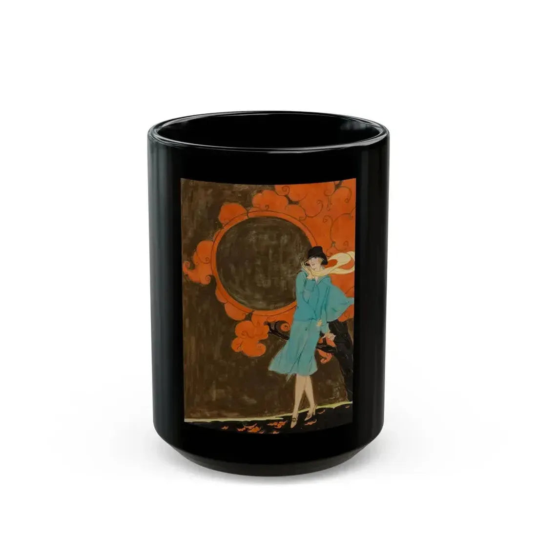 Autumn Breeze, Golden Book cover illustration, October 1926 - Black Coffee Mug 15oz - Go Mug Yourself