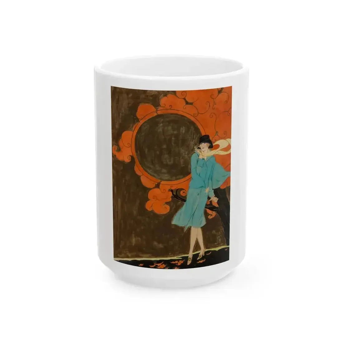Autumn Breeze, Golden Book cover illustration, October 1926 - White Coffee Mug 15oz - Go Mug Yourself