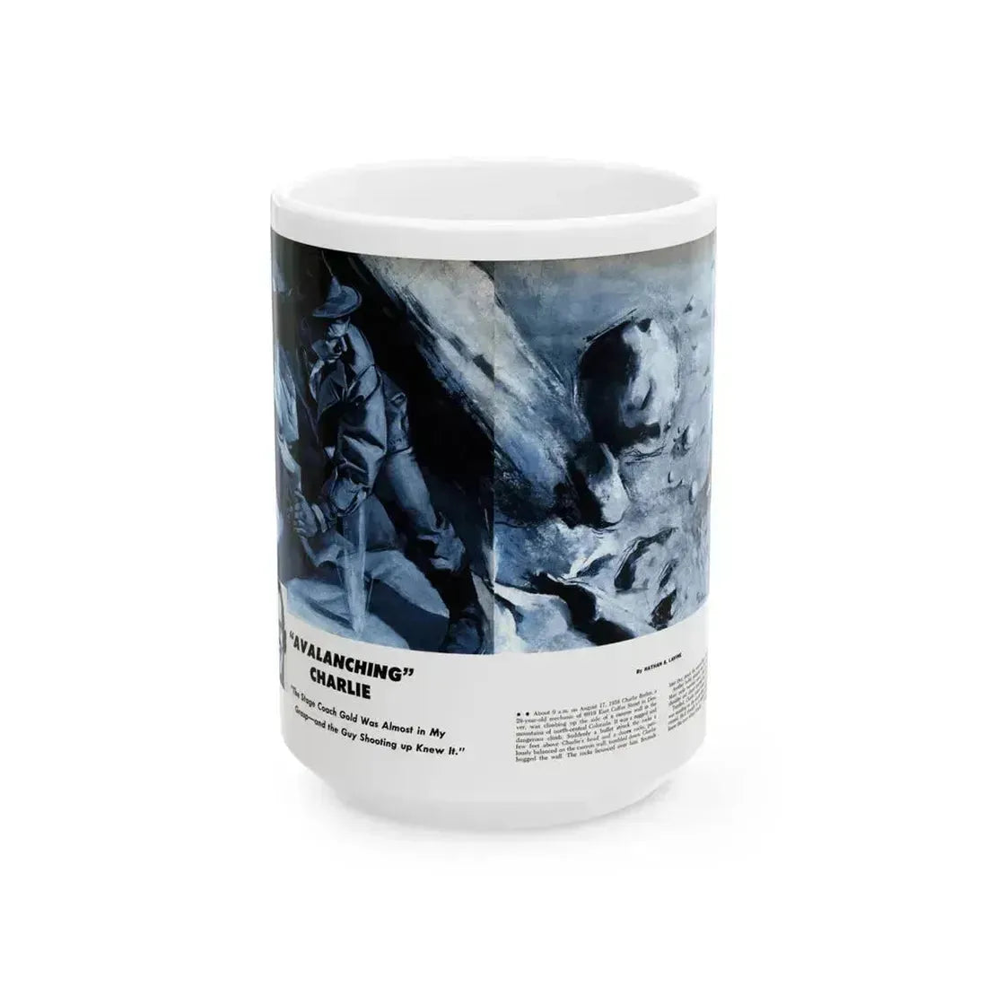 Avalanching Charlie, Sir! magazine, May 1959 - White Coffee Mug 15oz - Go Mug Yourself