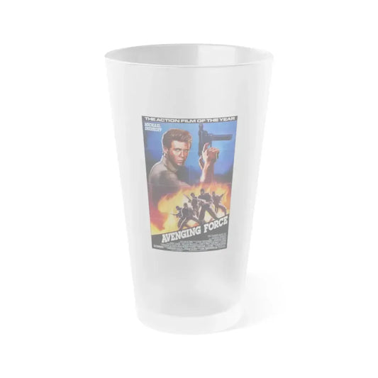 AVENGING FORCE 1986 Movie Poster - Frosted Pint Glass 16oz 16oz Frosted - Go Mug Yourself